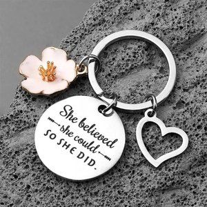 Bag Charm Keychain She Believed She Could So She Did Purse Backpack Enamel GIFT